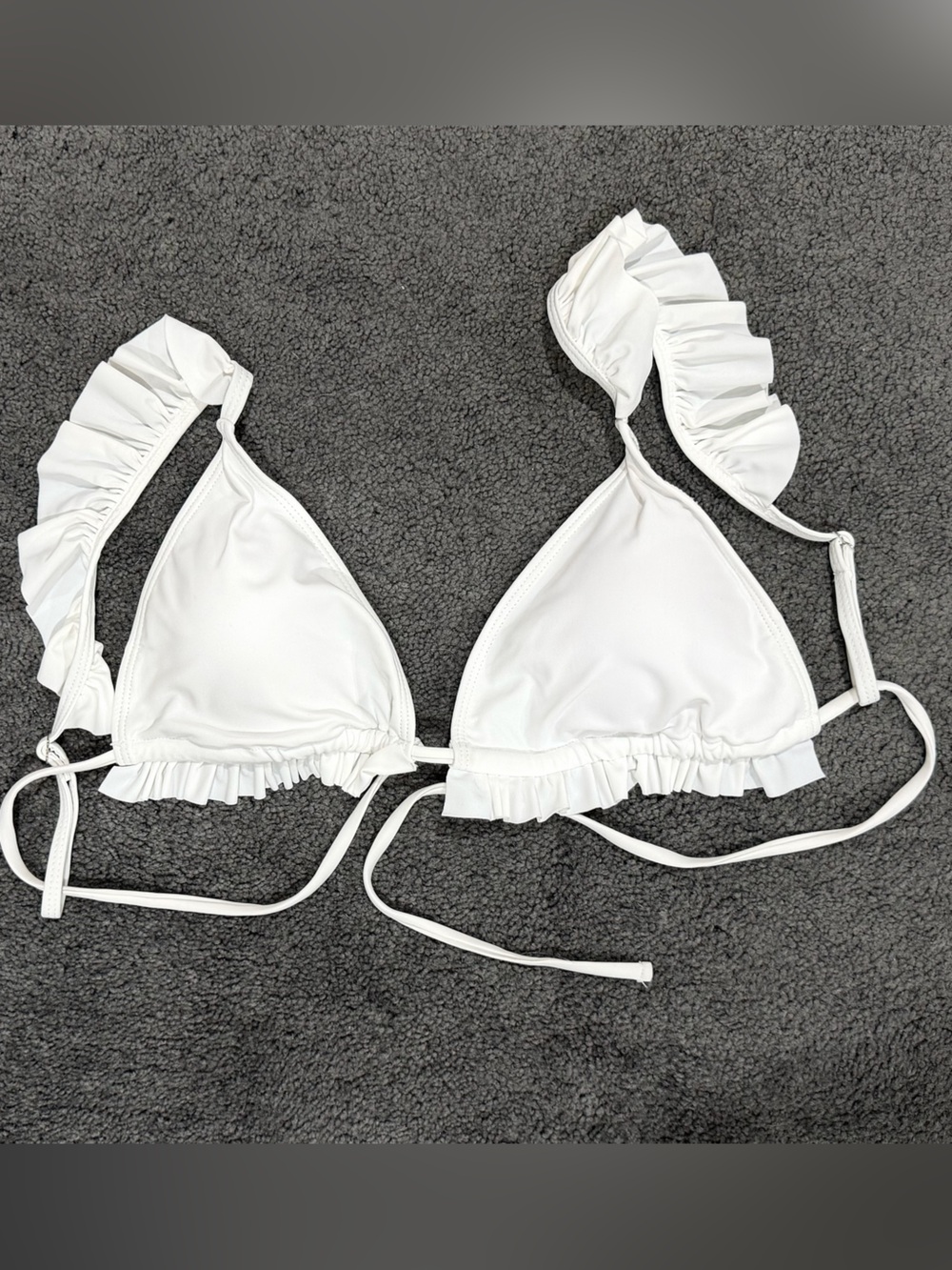 Ruffle Triangle Bikini Top - White